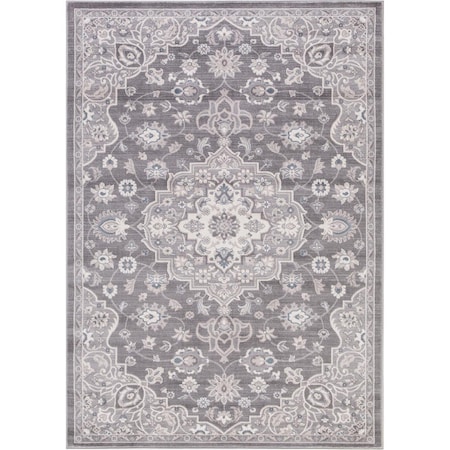 Concord Global 6 ft. 7 in. x 9 ft. 3 in. Lara Center Medallion - Grey 45566